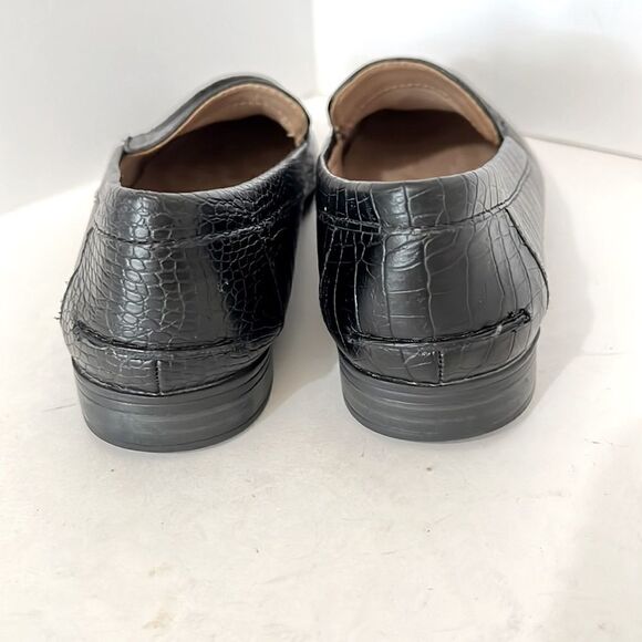 Life Stride Soft System Black Croc Embossed Loafers Size 6 - Picture 4 of 5